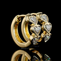 14K Yellow Gold Heart-Shaped Diamond Huggie Earrings with Bezel Set Lab Diamond Hearts - 1.12 Carat Total Weight - Covaloro Fine Jewelry
