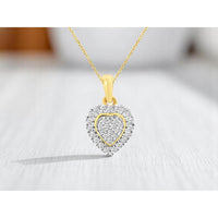 14K Yellow Gold Heart-Shaped Diamond Pendant with Milgrain Detail - 0.11 Carats Total Diamond Weight