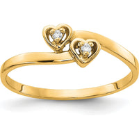 14K Yellow Gold Heart Shaped Diamond Ring with 0.02 Carat Total Diamond Weight by Oro Pregiato