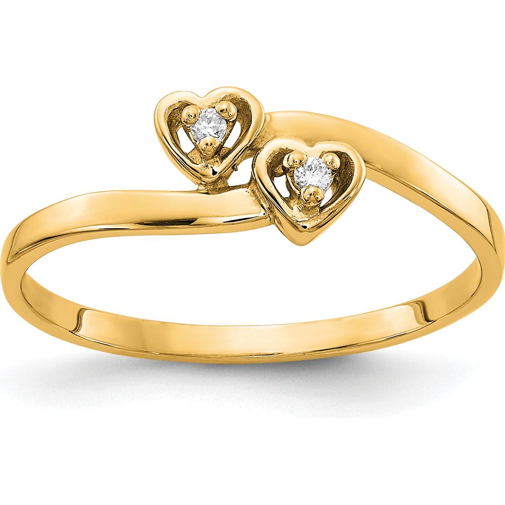 14K Yellow Gold Heart Shaped Diamond Ring with 0.02 Carat Total Diamond Weight by Oro Pregiato