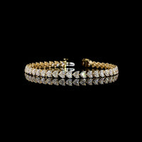 14K Yellow Gold Heart-Shaped Diamond Tennis Bracelet with East-West Prong Set Lab Diamonds - 10.51 Carat Total Weight, E-F Color VS Clarity - Covaloro Fine Jewelry