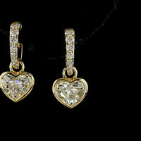 14K Yellow Gold Heart Shaped Drop Earrings with Bezel Set Lab Diamonds - 4.15 Carat Total Diamond Weight - Covaloro Fine Jewelry