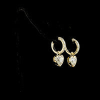 14K Yellow Gold Heart Shaped Drop Earrings with Bezel Set Lab Diamonds - 4.15 Carat Total Diamond Weight - Covaloro Fine Jewelry