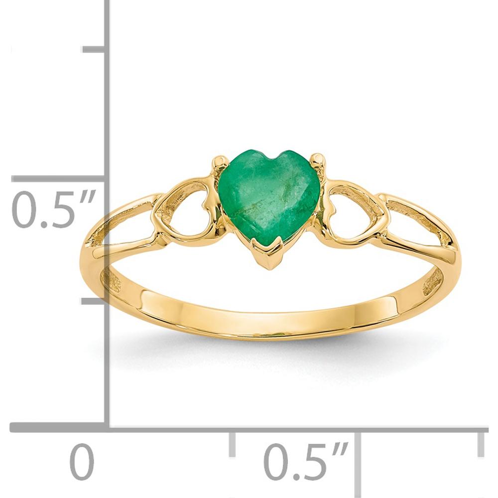 14K Yellow Gold Heart-Shaped Emerald Ring with Open-Heart Band - 0.43 Carat Natural Emerald by Oro Pregiato