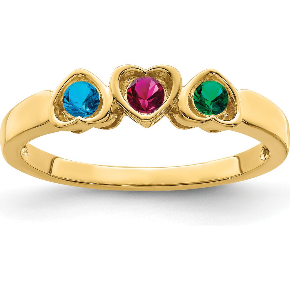 14K Yellow Gold Heart-Shaped Family Jewelry Ring Mounting for Custom Gemstones by Oro Pregiato