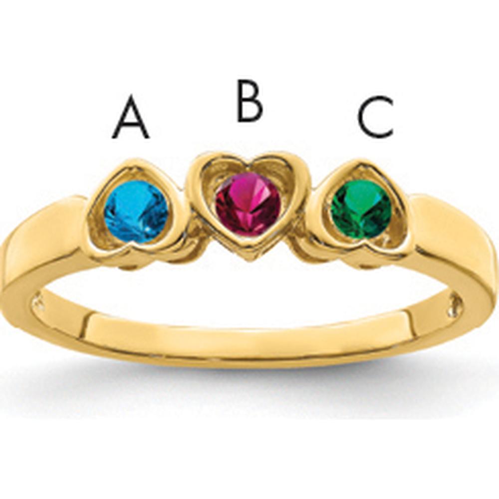 14K Yellow Gold Heart-Shaped Family Jewelry Ring Mounting for Custom Gemstones by Oro Pregiato