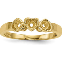 14K Yellow Gold Heart-Shaped Family Jewelry Ring Mounting for Custom Gemstones by Oro Pregiato