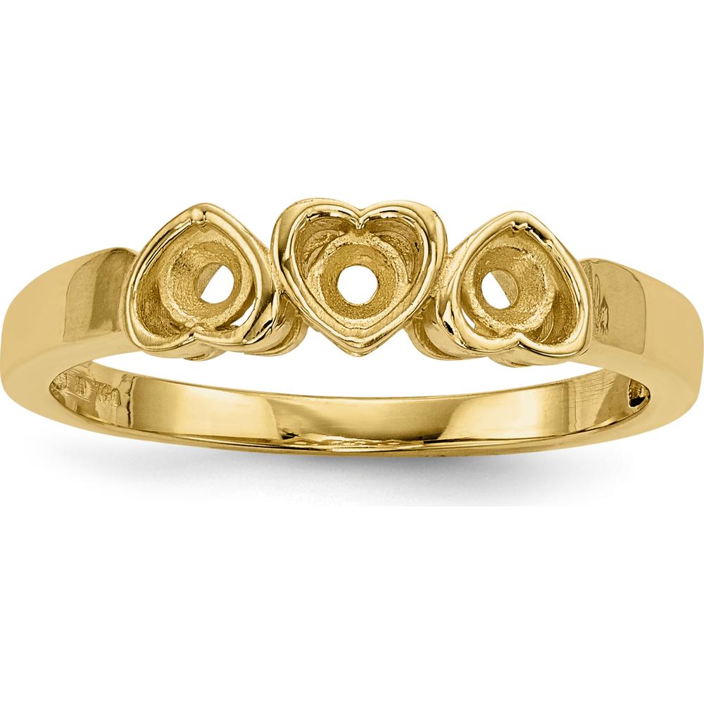 14K Yellow Gold Heart-Shaped Family Jewelry Ring Mounting for Custom Gemstones by Oro Pregiato