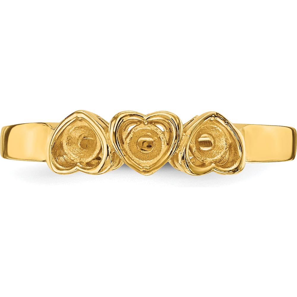 14K Yellow Gold Heart-Shaped Family Jewelry Ring Mounting for Custom Gemstones by Oro Pregiato