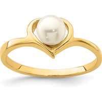 14K Yellow Gold Heart-Shaped Freshwater Cultured Pearl Ring - 4-5mm Pearl Size by 0