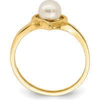 14K Yellow Gold Heart-Shaped Freshwater Cultured Pearl Ring - 4-5mm Pearl Size by 0