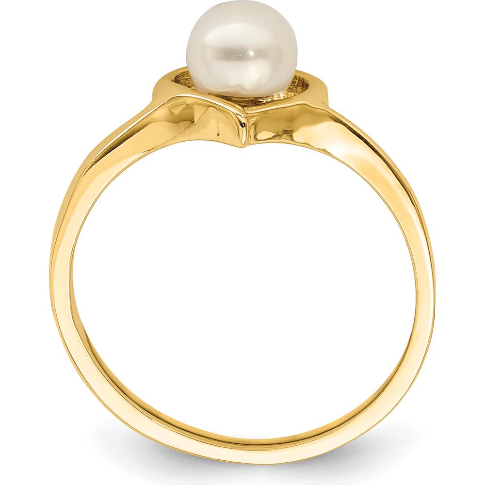 14K Yellow Gold Heart-Shaped Freshwater Cultured Pearl Ring - 4-5mm Pearl Size by 0