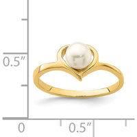 14K Yellow Gold Heart-Shaped Freshwater Cultured Pearl Ring - 4-5mm Pearl Size by 0