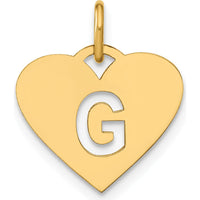 14K Yellow Gold Heart Shaped "G" Initial Pendant Charm - Personalized Letter Charm by Oro Pregiato