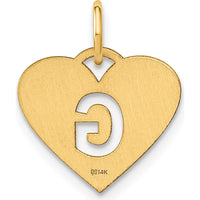 14K Yellow Gold Heart Shaped "G" Initial Pendant Charm - Personalized Letter Charm by Oro Pregiato