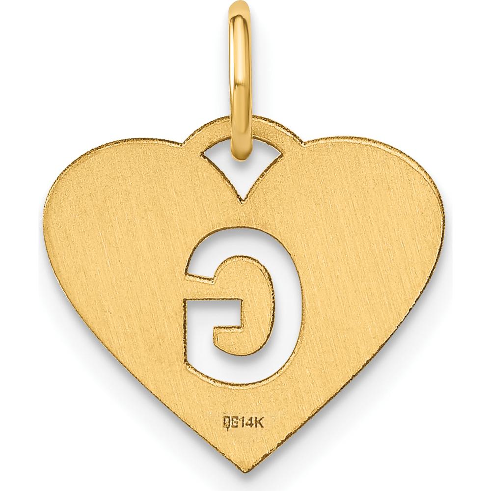 14K Yellow Gold Heart Shaped "G" Initial Pendant Charm - Personalized Letter Charm by Oro Pregiato