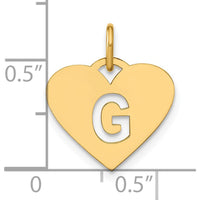 14K Yellow Gold Heart Shaped "G" Initial Pendant Charm - Personalized Letter Charm by Oro Pregiato