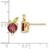 14K Yellow Gold Heart-shaped Garnet and Marquise Peridot Apple Earrings - 1.83 Carat Total Garnet Weight, 0.18 Carat Total Peridot Weight by 0