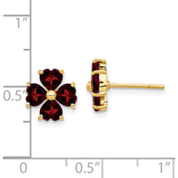 14K Yellow Gold Heart-shaped Garnet Flower Post Earrings - 2.3 Carat Total Garnet Weight by Monteluci Fine Jewelry