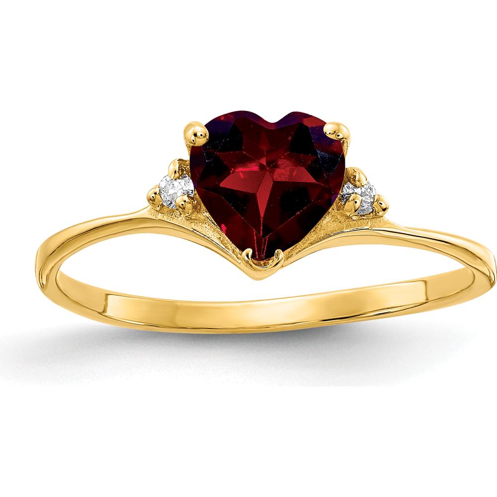 14K Yellow Gold Heart-Shaped Garnet Ring with Round Diamond Accent - 0.800 Carat Garnet Weight by Monteluci Fine Jewelry