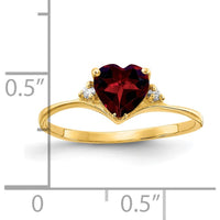 14K Yellow Gold Heart-Shaped Garnet Ring with Round Diamond Accent - 0.800 Carat Garnet Weight by Monteluci Fine Jewelry