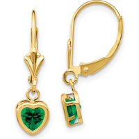14K Yellow Gold Heart-Shaped Green Helenite Drop Earrings - 1.0 Carat Total Gem Weight by Monteluci Fine Jewelry