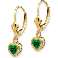 14K Yellow Gold Heart-Shaped Green Helenite Drop Earrings - 1.0 Carat Total Gem Weight by Monteluci Fine Jewelry