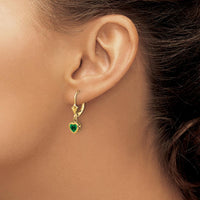 14K Yellow Gold Heart-Shaped Green Helenite Drop Earrings - 1.0 Carat Total Gem Weight by Monteluci Fine Jewelry