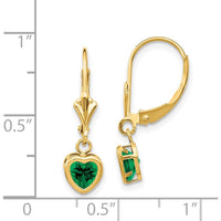14K Yellow Gold Heart-Shaped Green Helenite Drop Earrings - 1.0 Carat Total Gem Weight by Monteluci Fine Jewelry