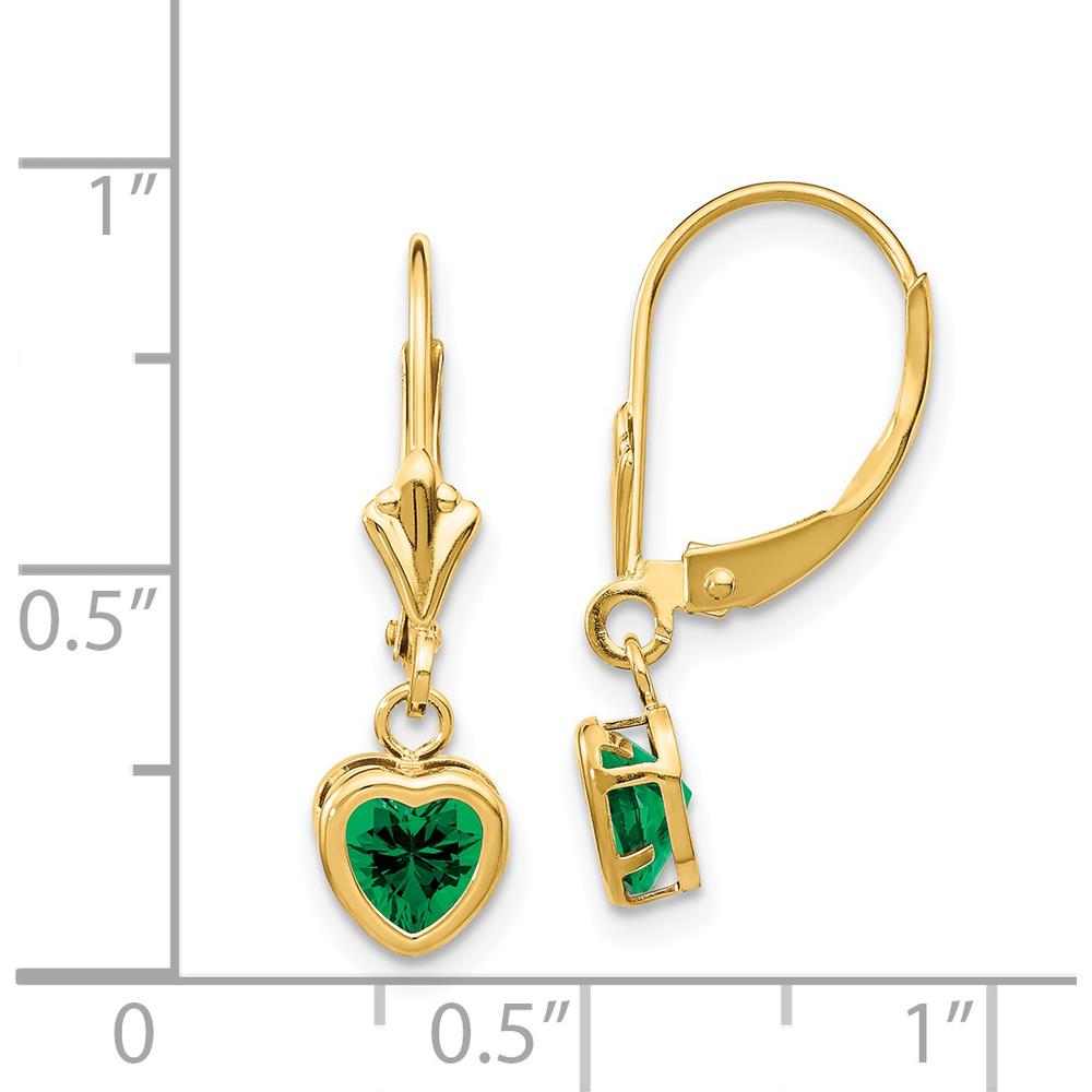 14K Yellow Gold Heart-Shaped Green Helenite Drop Earrings - 1.0 Carat Total Gem Weight by Monteluci Fine Jewelry