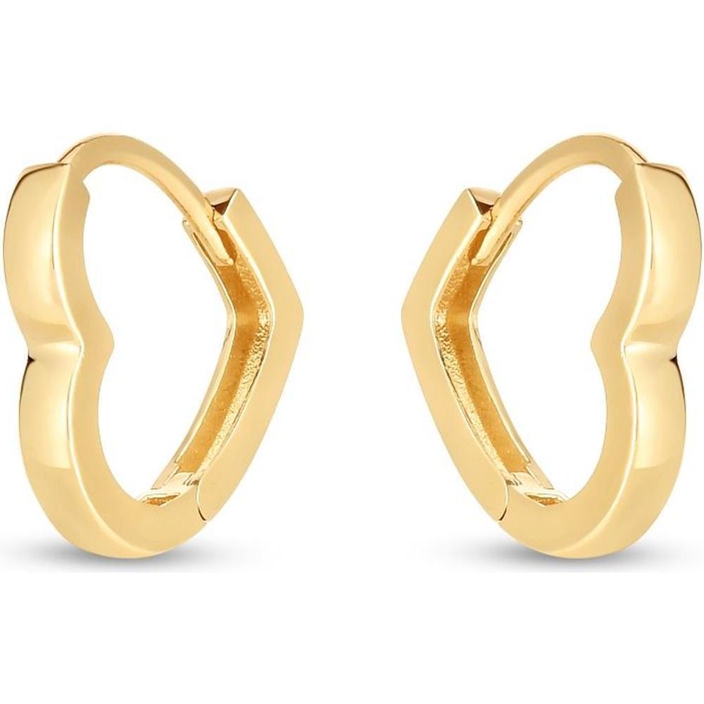 14K Yellow Gold Heart-Shaped Huggie Hoop Earrings with Polished