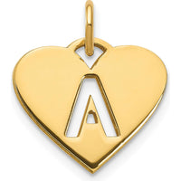 14K Yellow Gold Heart-Shaped Initial "A" Charm Pendant - Polished Finish by Oro Pregiato