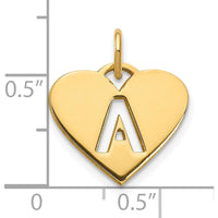 14K Yellow Gold Heart-Shaped Initial "A" Charm Pendant - Polished Finish by Oro Pregiato