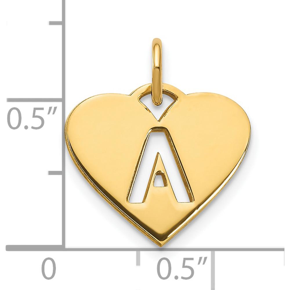 14K Yellow Gold Heart-Shaped Initial "A" Charm Pendant - Polished Finish by Oro Pregiato