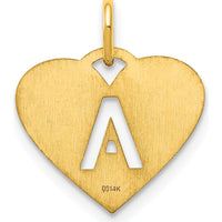 14K Yellow Gold Heart-Shaped Initial "A" Charm Pendant - Polished Finish by Oro Pregiato