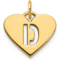14K Yellow Gold Heart-Shaped Initial D Charm Pendant - Personalized Letter D Charm by Oro Pregiato