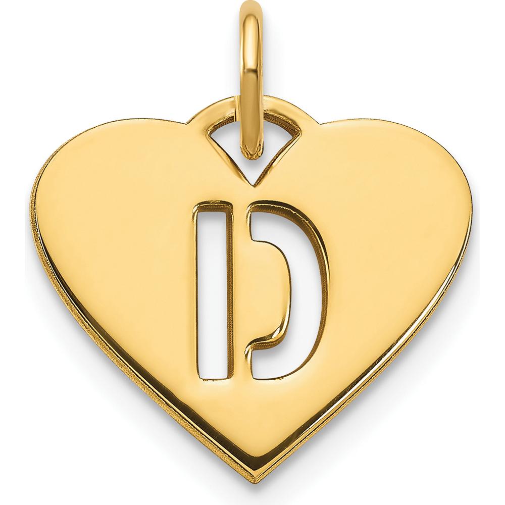 14K Yellow Gold Heart-Shaped Initial D Charm Pendant - Personalized Letter D Charm by Oro Pregiato