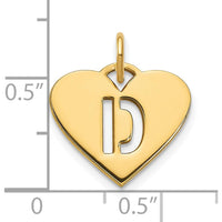 14K Yellow Gold Heart-Shaped Initial D Charm Pendant - Personalized Letter D Charm by Oro Pregiato