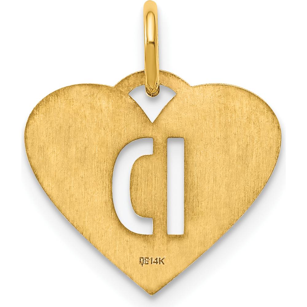 14K Yellow Gold Heart-Shaped Initial D Charm Pendant - Personalized Letter D Charm by Oro Pregiato
