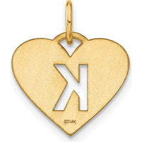 14K Yellow Gold Heart-Shaped Initial "K" Pendant Charm by Oro Pregiato