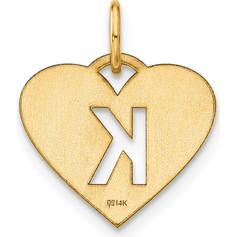 14K Yellow Gold Heart-Shaped Initial "K" Pendant Charm by Oro Pregiato