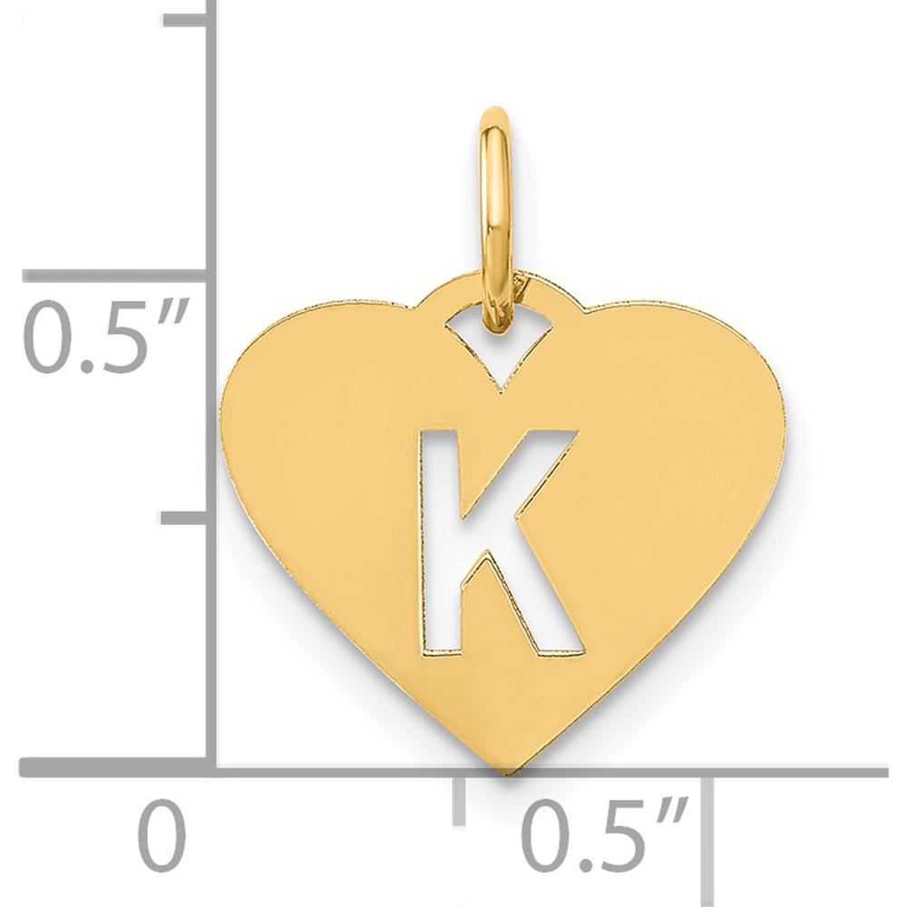 14K Yellow Gold Heart-Shaped Initial "K" Pendant Charm by Oro Pregiato