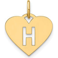 14K Yellow Gold Heart-Shaped Initial Letter H Charm - Laser Cut Design by Oro Pregiato