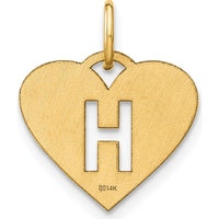 14K Yellow Gold Heart-Shaped Initial Letter H Charm - Laser Cut Design by Oro Pregiato