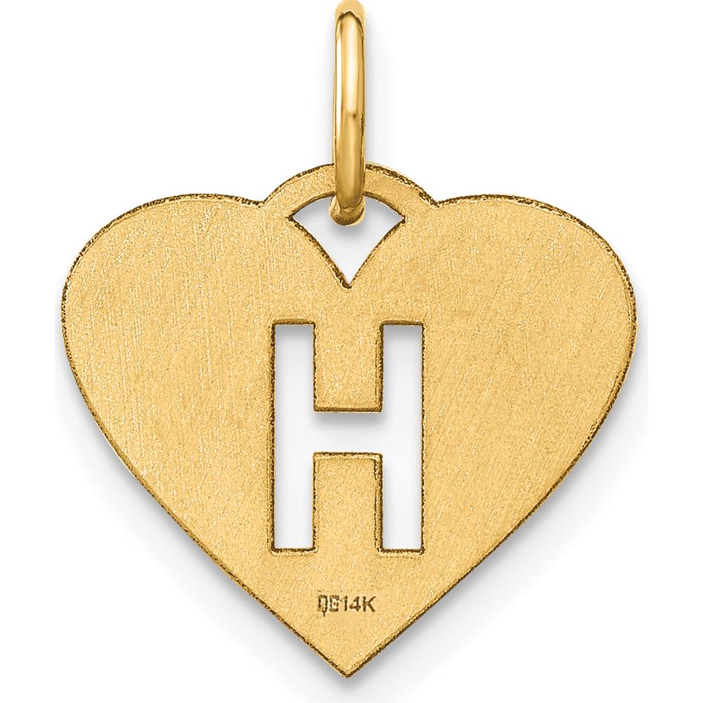14K Yellow Gold Heart-Shaped Initial Letter H Charm - Laser Cut Design by Oro Pregiato