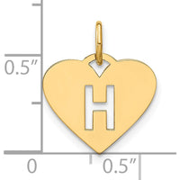 14K Yellow Gold Heart-Shaped Initial Letter H Charm - Laser Cut Design by Oro Pregiato