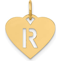 14K Yellow Gold Heart-Shaped Initial "R" Charm - Laser Cut Personalized Pendant by Oro Pregiato