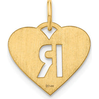 14K Yellow Gold Heart-Shaped Initial "R" Charm - Laser Cut Personalized Pendant by Oro Pregiato