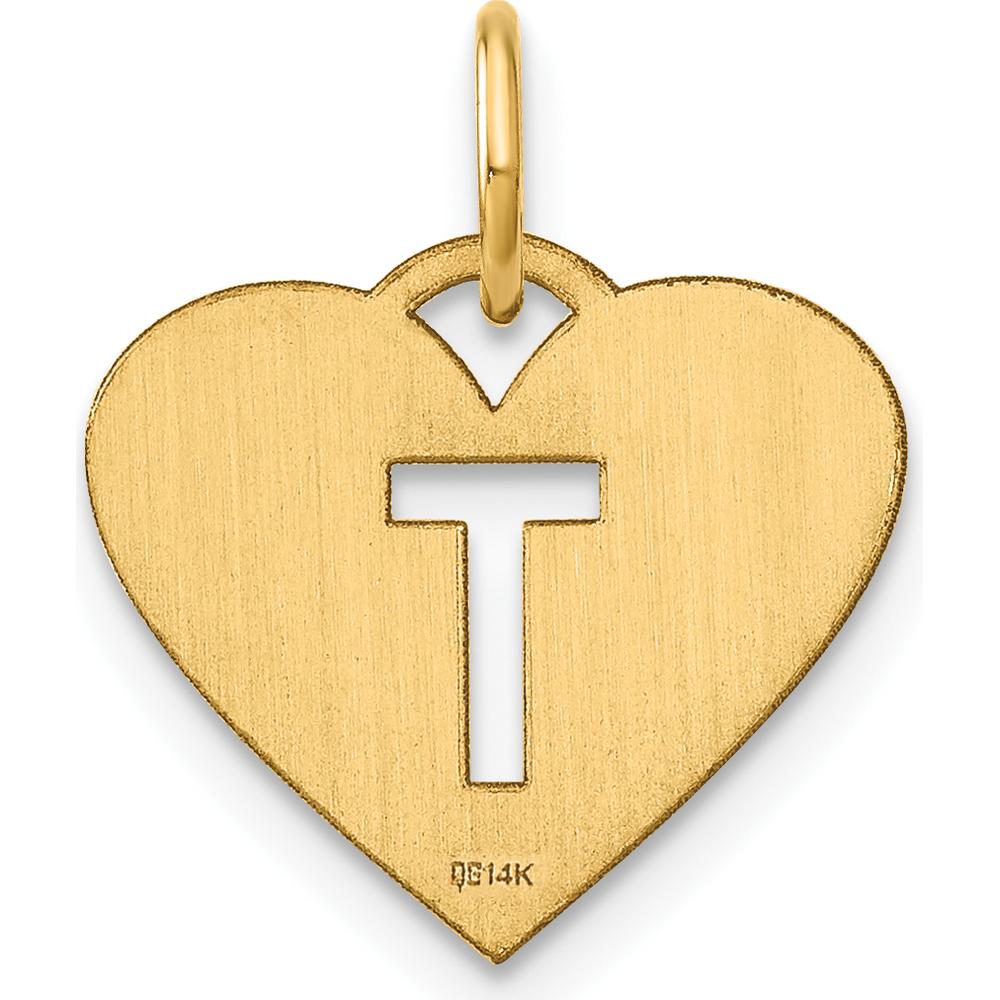 14K Yellow Gold Heart-Shaped Initial "T" Charm Pendant by Oro Pregiato