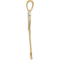 14K Yellow Gold Heart-Shaped Key Pendant with Rhodium Accents and Diamond-Cut Design by Oro Pregiato